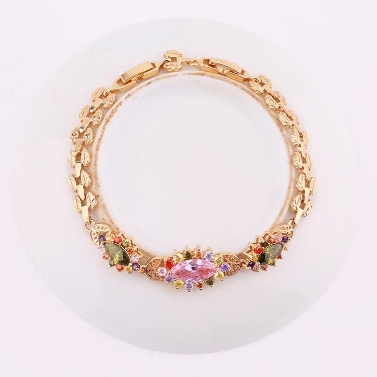 Fashion Imitation Jewelry 14K 18K Gold Plated Charm Bracelet with Chain