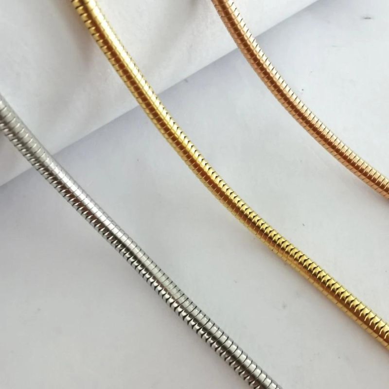 Stock Fashion Jewelry Soft Round Snake Chain Non-Tarnish Stainless Steel Necklace for Pendants Necklaces Handcraft Design