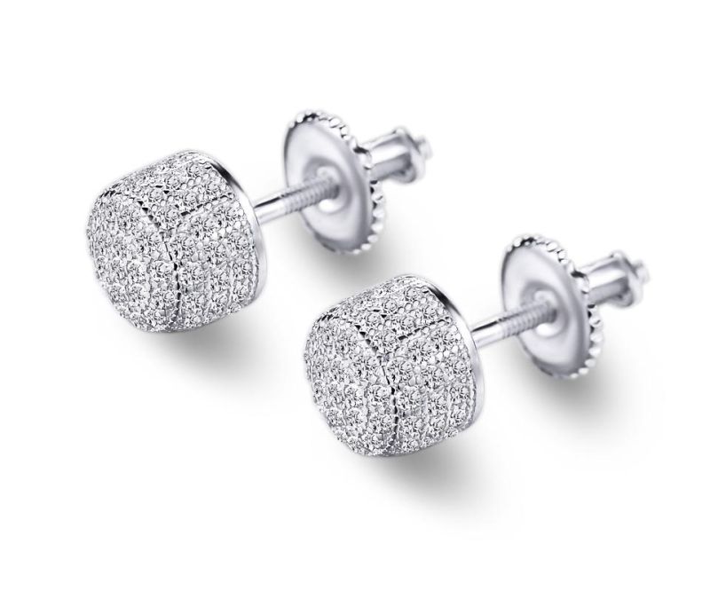 Hiphop Diamond CZ Men′s Stud Earrings Jewelry