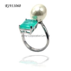 Fashion 925 Sterling Silver Fine Jewelry Ring with Pearl for Wholesale