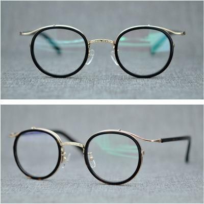 Optical Glasses Custom Logo Gold Plating Eyewear Mens Titanium Men New Fashion Brand Designer Vintage Round Japan Stainless Eyeglasses