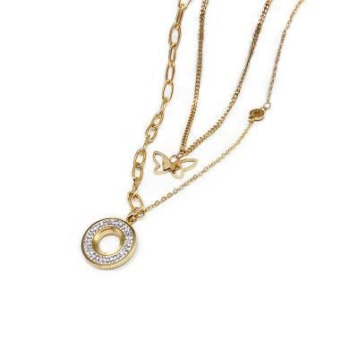 Manufacturer Custom 18K Gold Plated Fashion Jewelry Waterproof Top Ranking Stainless Steel Diamond Zircon Necklace Wholesale
