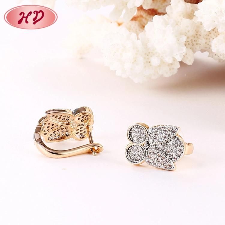 18K Gold Plated Silver Alloy Fashion Jewelry Drop Stud Hoop Huggie CZ Earrings with Crystal for Women