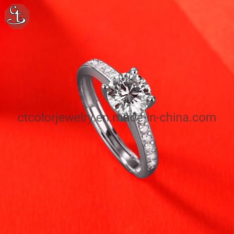 Wholesale Fashion Engagement Ring 1CT moissanite sterling silver ring for women