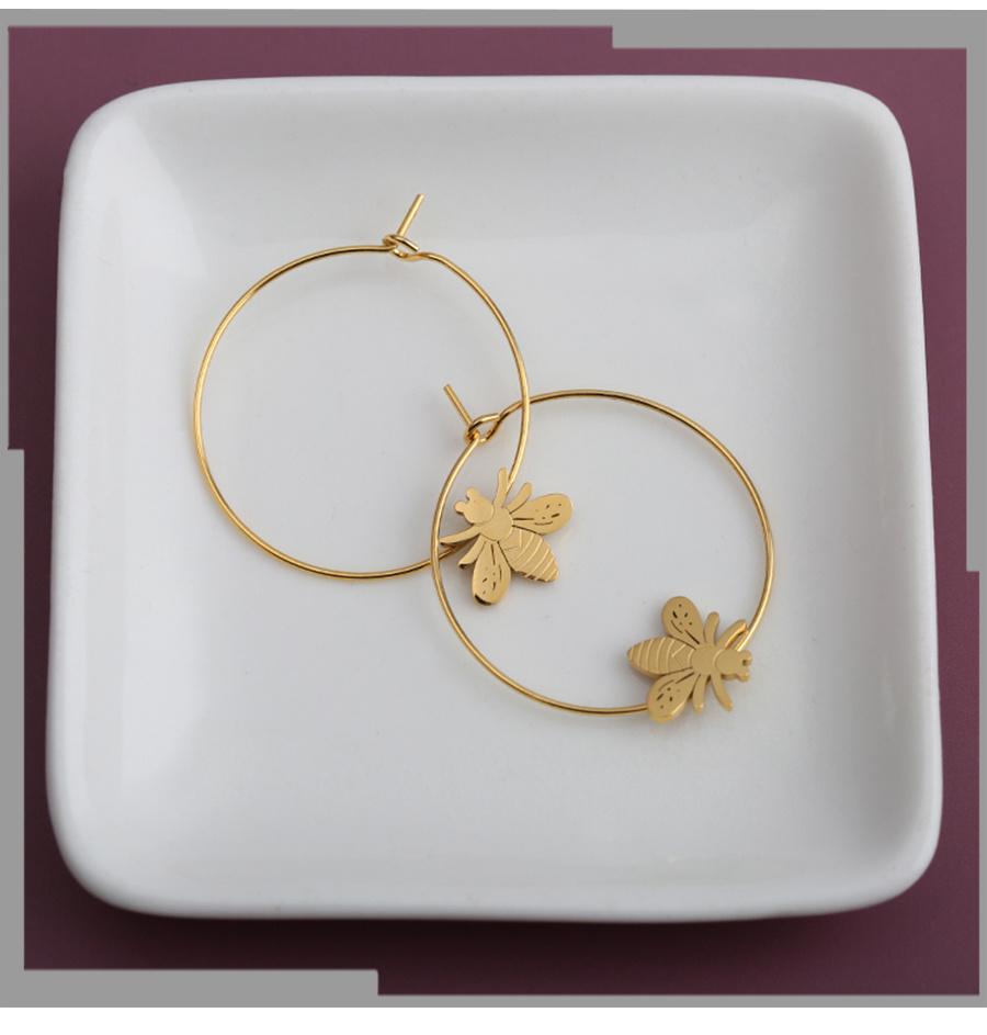 Stainless Steel 14K Gold Honeybee Earring Women Fashion Jewelry Earrings