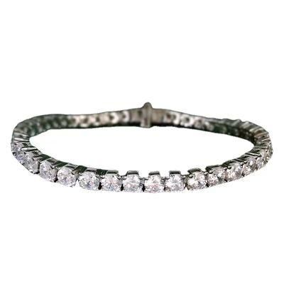 925 Sterling Silver One Row Full of High-Carbon Diamond Bright Silver Charms for 4mm Tennis Bracelet Jewelry