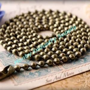 Antique Brass Plated 3.2mm Metal Bead Necklace Chain