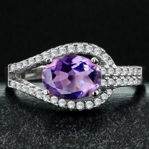 New Popular Fashion Birthstone Gemstone Amethyst Stone Ring