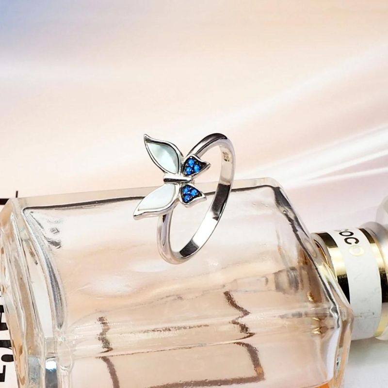 New Design 925 Sterling Silver Classic Pearl Butterfly Earrings with Sapphire Stones