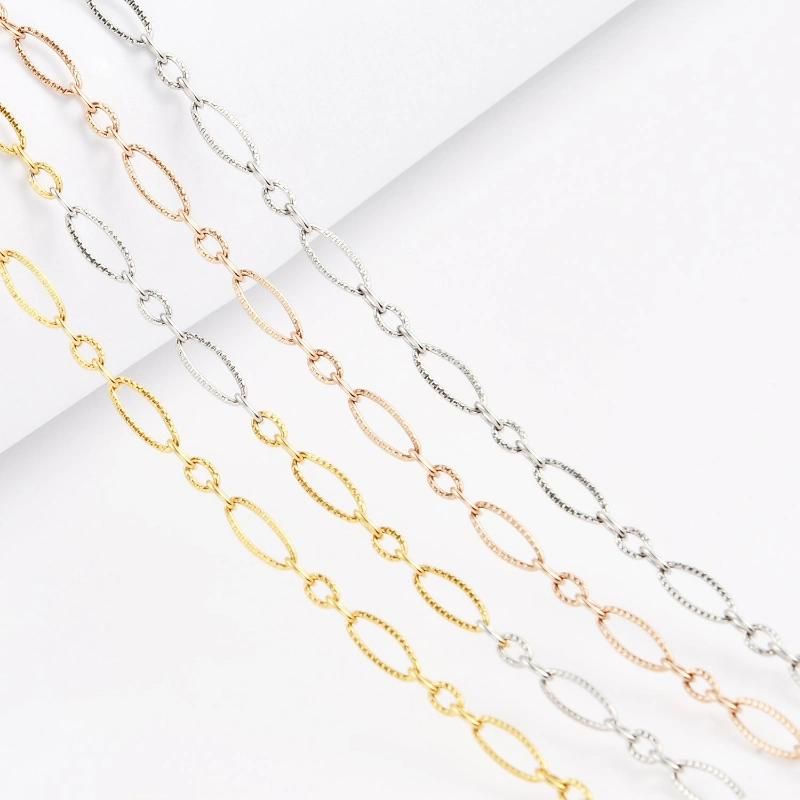 316L Stainless Steel Necklace Bracelet Cable Chain with Flower Embossed for Jewelry Design