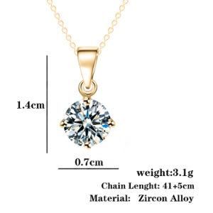 Simple Fashion Silver and Gold Color Round Shape CZ Necklace for Woman
