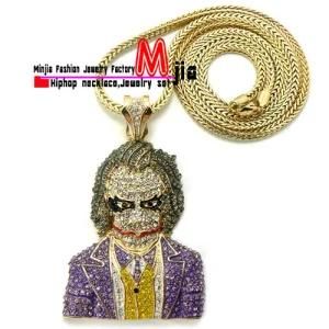 Iced out Dark Knight Joker Pendant Necklace (mjb668)