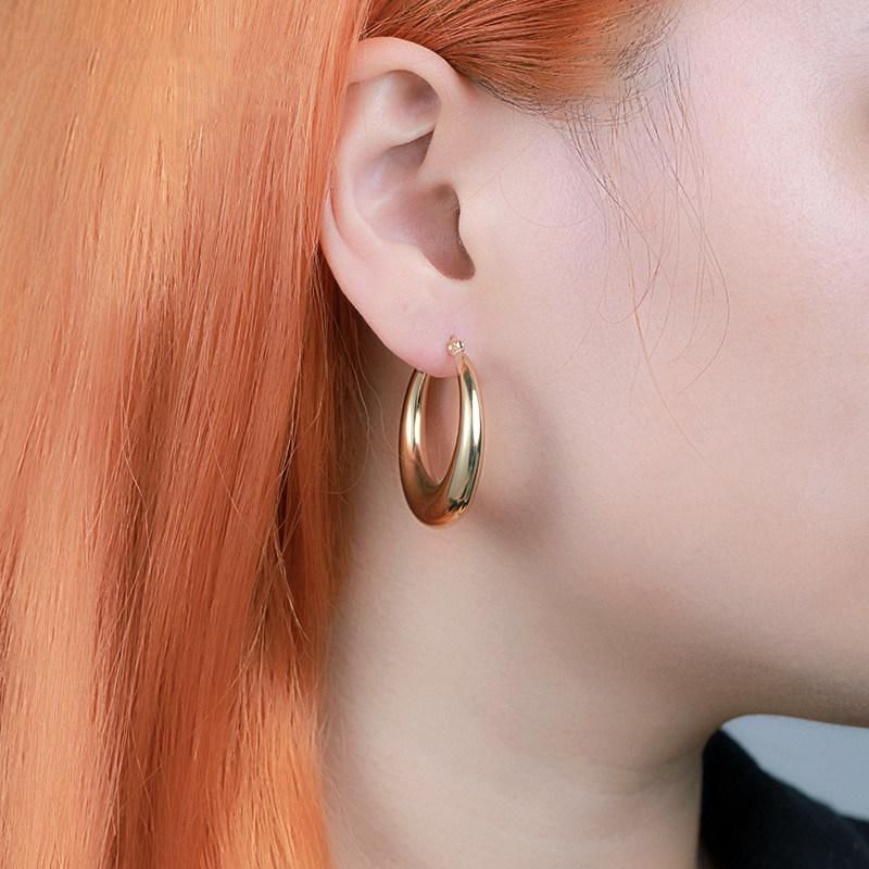New Style Earrings Minimalist European and American Retro Style Stainless Steel Earrings Plating 18K Golden /Steel Color