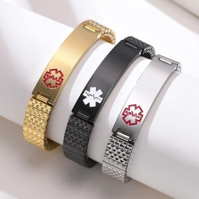 Chinese Factory Custom 12mm Stainless Steel Elastic Medical Symbol Bracelet Korean Style Fashion Bracelet
