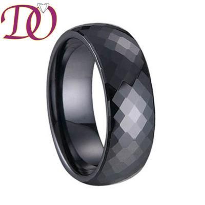 Wholesale Faceted Black Wedding Ring Ceramic Black Faceted Tourmaline Ring