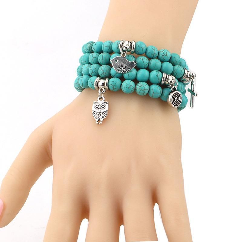 Semi Precious Stone Fashion Turquoise Beaded Bracelet