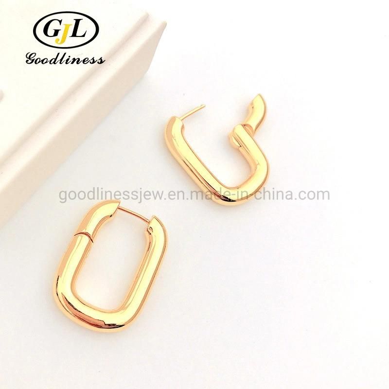 Wholesale Fashion Designer Square Copper Hoop Earrings Jewelry