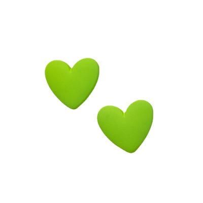 2022 New Trendy Painted Green Color Heart Shape Women Earrings for Women Jewelry and Gift for Wholesale