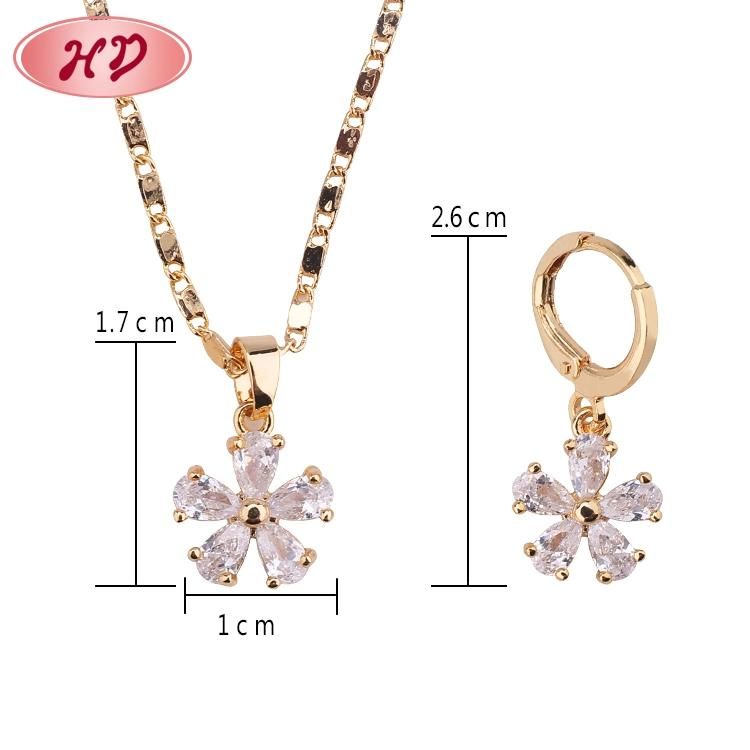 Fashion Wedding Alloy Silver Gold Plated Ring Necklace Earring Jewelry Set with Crystal CZ Pearl