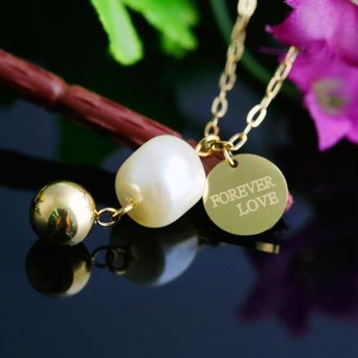 Stainless Steel Factory Women Sweater Chain Pearl Pendant Necklace