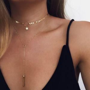2017 Hot Sale Gold Silver Long Tassel Choker Necklace