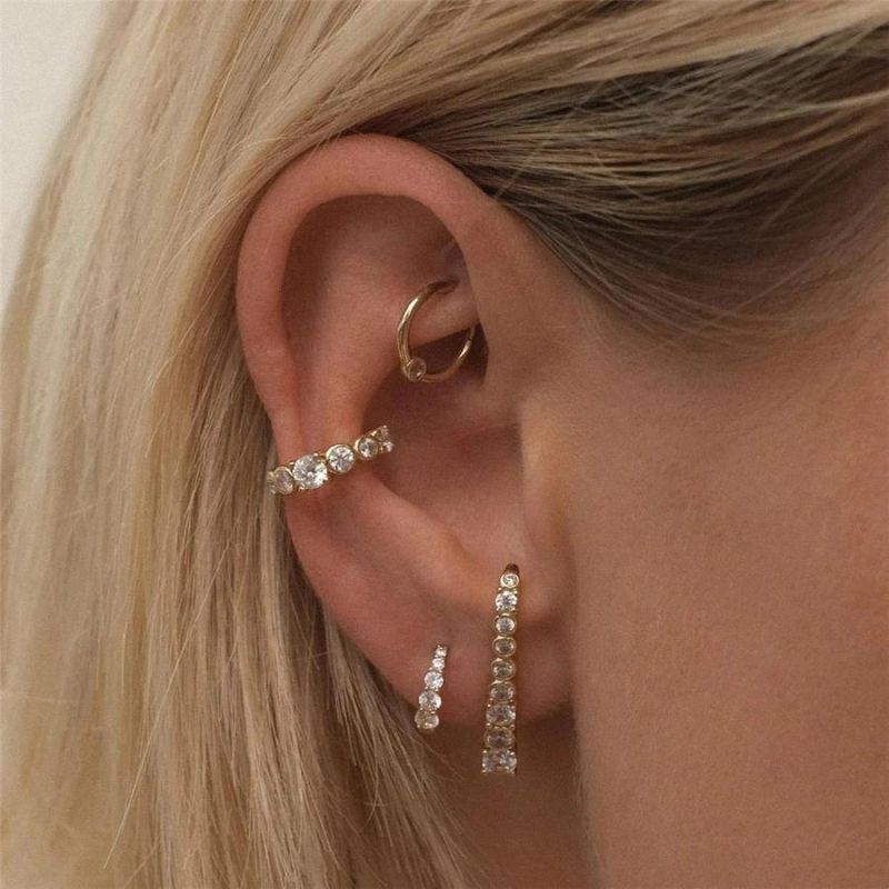 Best Quality Hot Sell 18K Gold Plated Mini Hoop Ear Cuff for Women Fashion Jewelry and Accessories