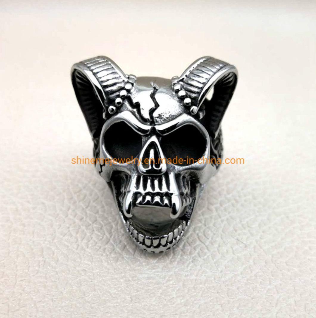 316L Stainless Steel Retro Skull Claw Ring Titanium Steel Punk Trend Satan Men′s Ring Sgmr2621