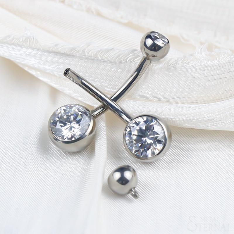 Eternal Metal ASTM F136 Titanium Internally Threaded One CZ Belly Button Ring Jewelry Piercing