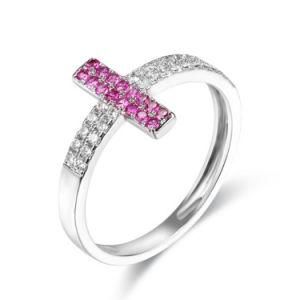 Popular Fashion Jewelry Accessories 925 Sterling Silver Sideways Cross Ring