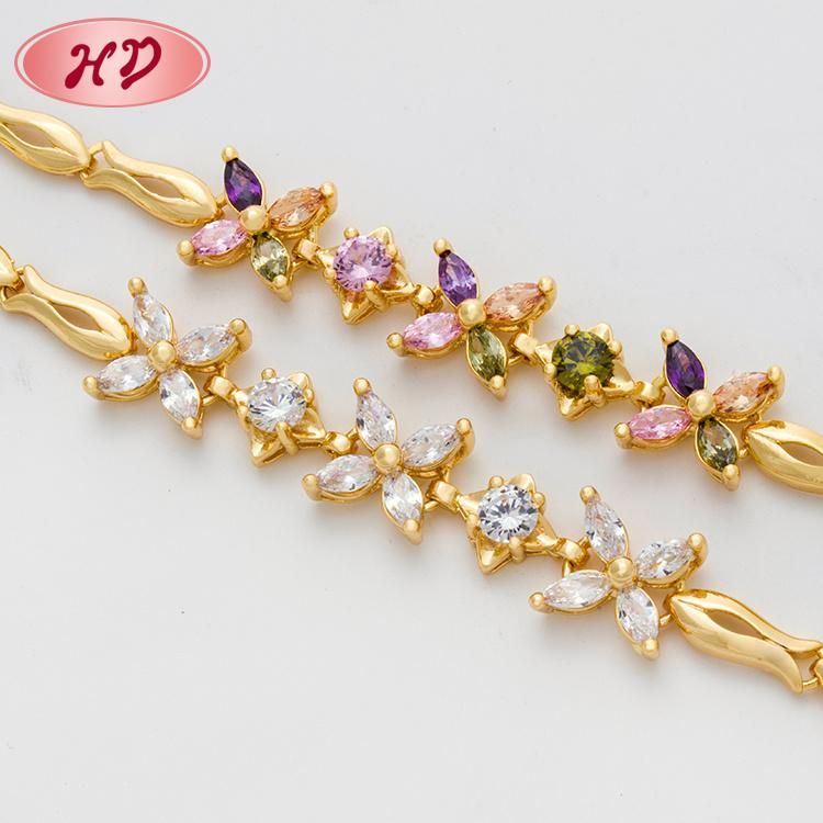 Wholesale Wedding 18K Gold Plated Jewelry CZ Charms Bracelet