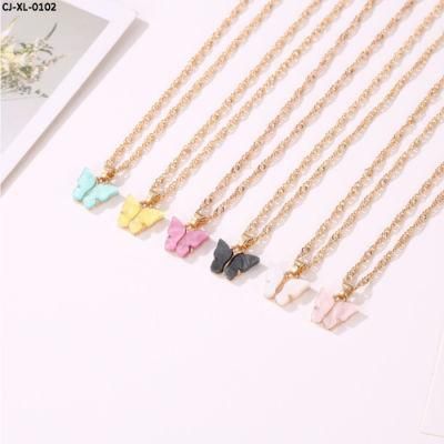 Butterfly Necklace Acrylic Color Sweet Woman Collarbone Chain Personalized Hipster Choker