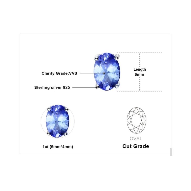 Fine Jewellery Gemstone Amethyst Simple Stud Earring 925 Sterling Silver Jewelry