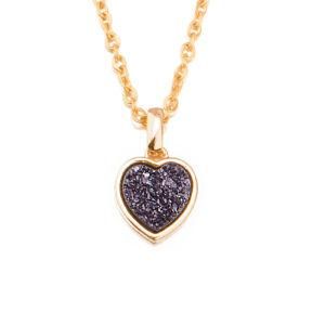 Wholesale Stainless Steel Druzy Quartz Gemstone Crystal Necklace Women Jewelry