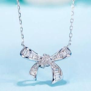 Wholesale Fashion Jewelry Elegant Bow Design Necklace in Brass/ Silver for Women
