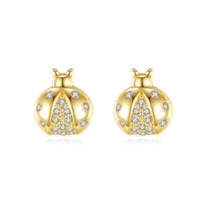 14K Gold Plated Sliver Fashion Jewelry Ladybug Earring for Women