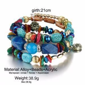 Woman Boho Multilayer Beads Charm Bracelet for Women