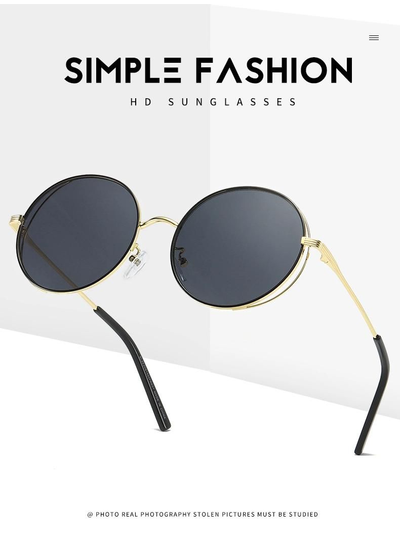 Custom Logo China Round Acetate Metal Frame Sunglasses Ce FDA