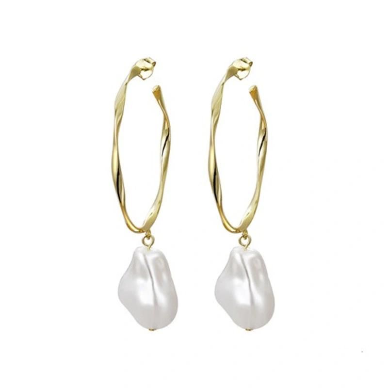 2022 Factory Wholesale Fashion Silver or Brass Female Baroque Pearl Earring
