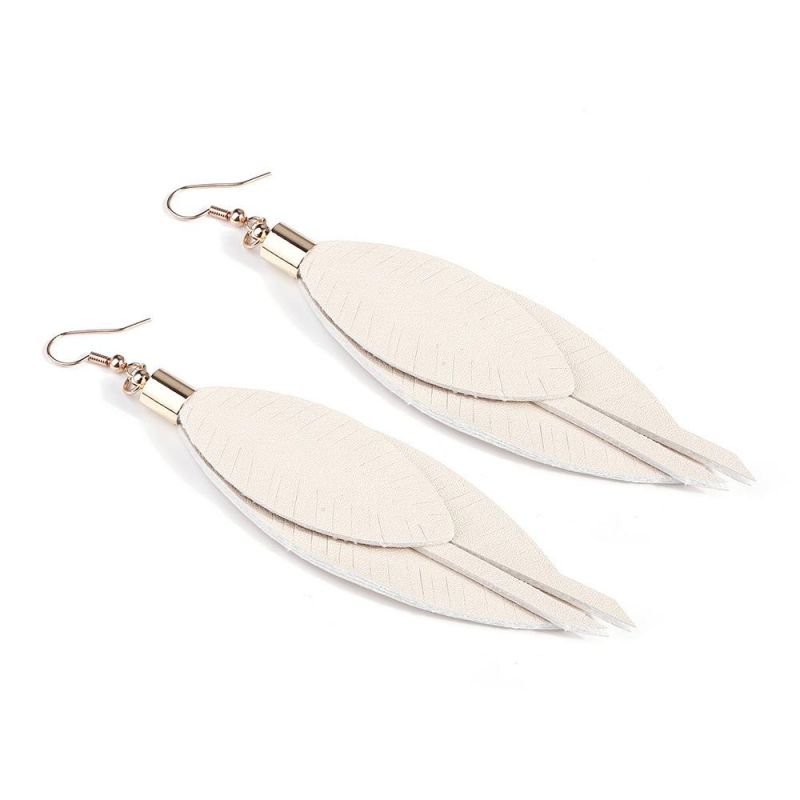 New Fashion Jewelry PU Leather Leaves Drop Earings for Women
