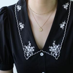 Wholesale Custom 18K Gold Plated Stainless Steel Letter T Pendant Double Layers Necklace