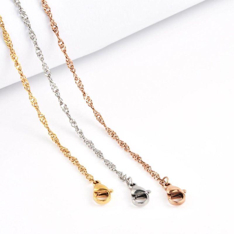 Wholesale Fashion Gold Plated Stainless Steel Singapore Chain Necklace Jewellery for Women Fashion Jewelry Making