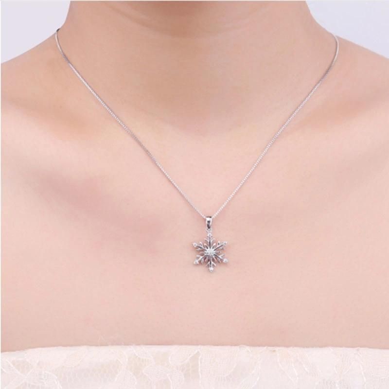 925 Sterling Silver Jewelry Snowflake Pendant Necklace as Gift for Girls