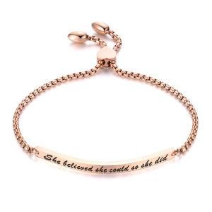Fashion Heart Clasp &#160; Adjustable Stainless Steel Lettering Bar Women Bracelet