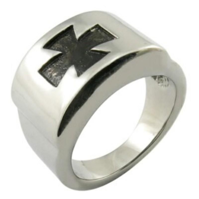Mens Stainless Steel Signet Ring Casting Cross Ring