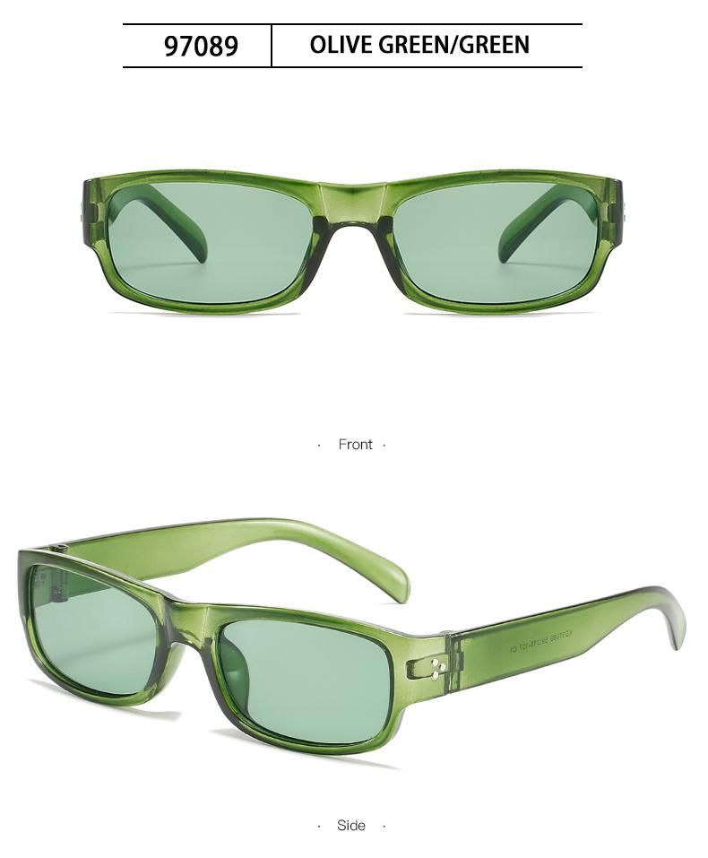 Sunglasses New Square Retro Small Frame Sunglasses Female Personality Rice Nail Olive Green Sunglasses