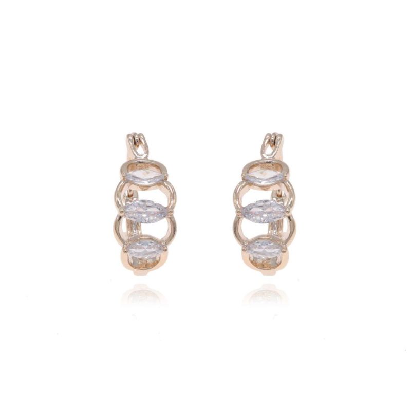 18K Gold Small Circle Fashion Zircon Women′ S Earrings