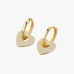 Custom Heart Shaped Zircon Earrings Inlaid with Brass Earrings for Fashion Jewelry for Women