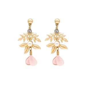 Fashion Accessories Imitation Jewelry Leaf Flower Pearl Fabric Earrings