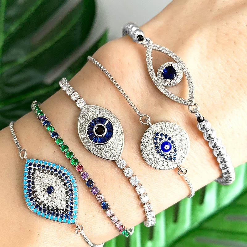 High Quality Evil Eye Bangle Adjustable Wire Evil Eye Zircon Bracelet