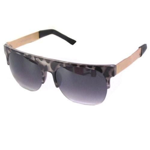 Unisex Flat Brow Tortoise Shell Wide Wooden Temple Sunglasses